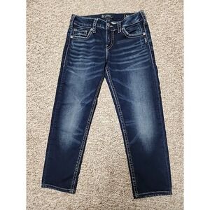 Silver Suki Mid Capri Jeans Womens 29x24 Joga Dark
